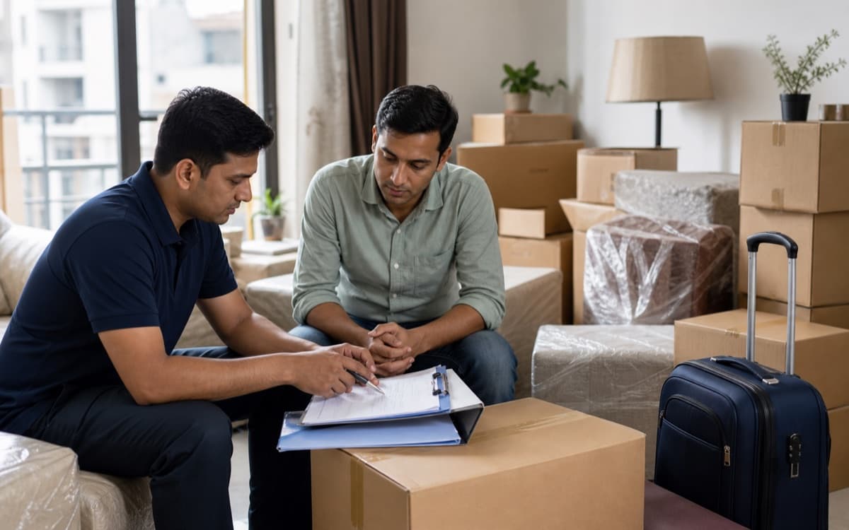 Relocation quote documentation and packed household boxes