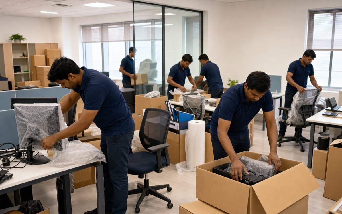 South Home Packers and Movers service team packing office goods
